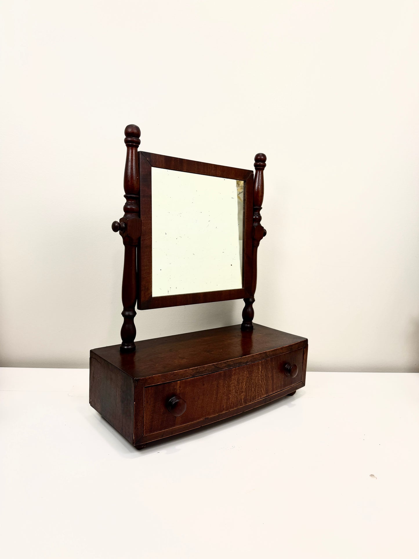 Antique Tilt Mirror with Drawer