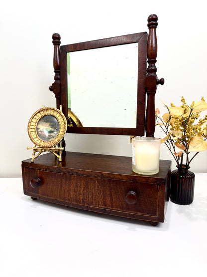 Antique Tilt Mirror with Drawer
