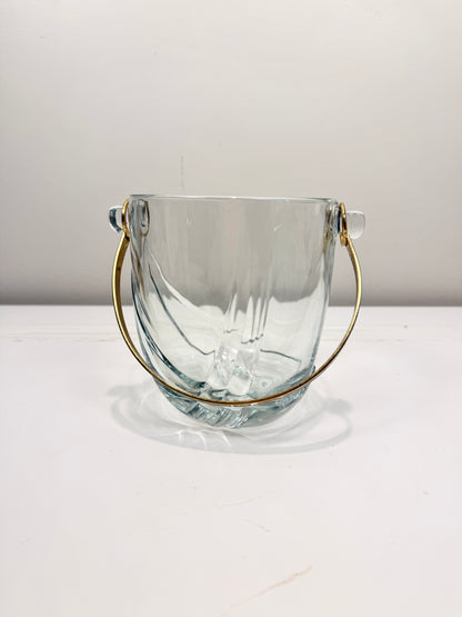 Vintage Glass Ice Bucket with Handle
