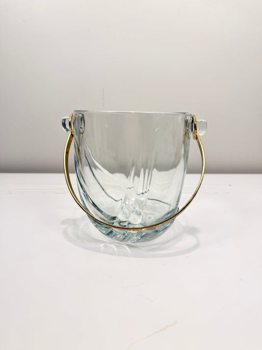 Vintage Glass Ice Bucket with Handle