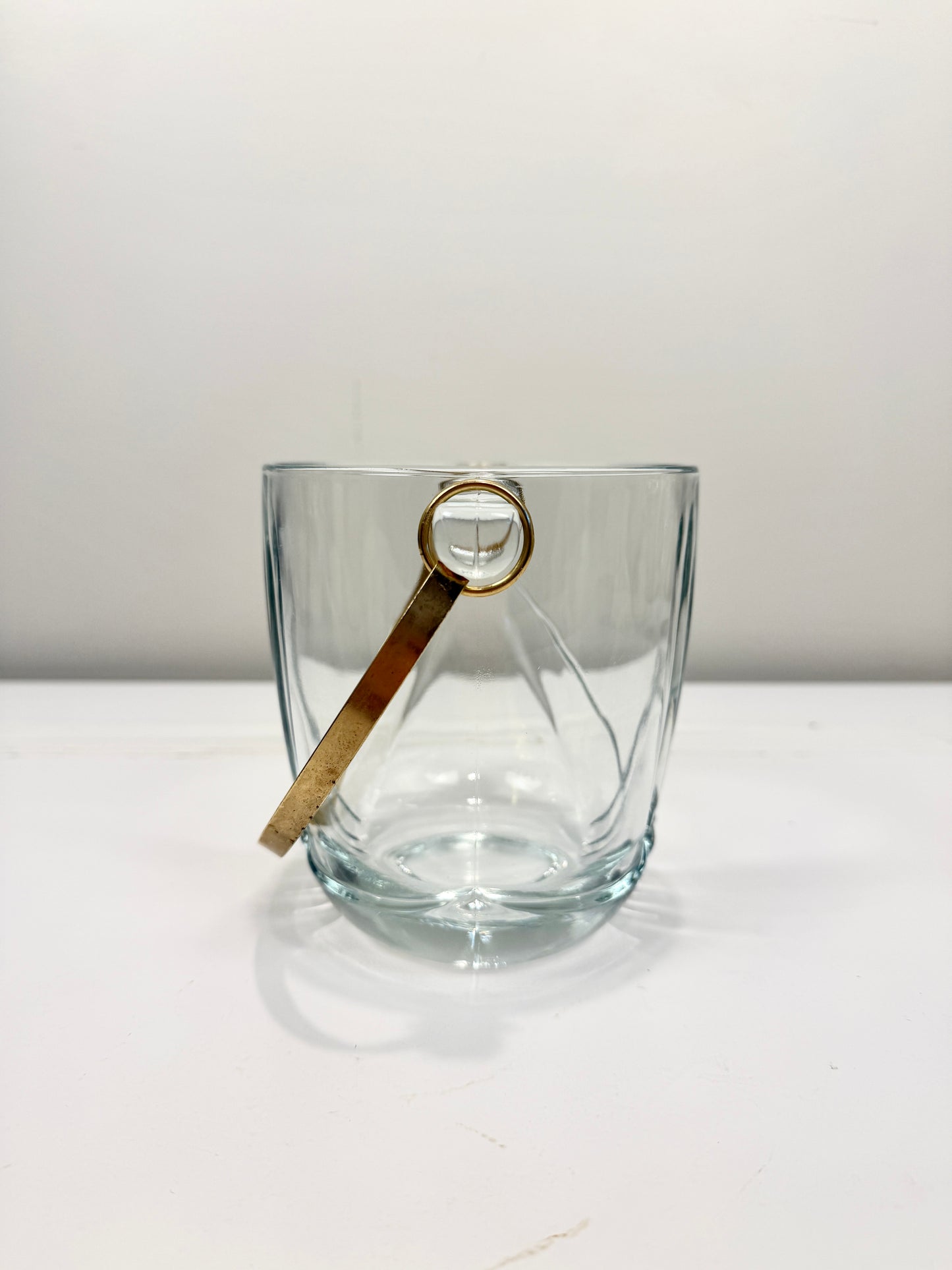Vintage Glass Ice Bucket with Handle