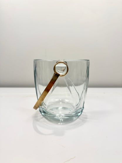 Vintage Glass Ice Bucket with Handle