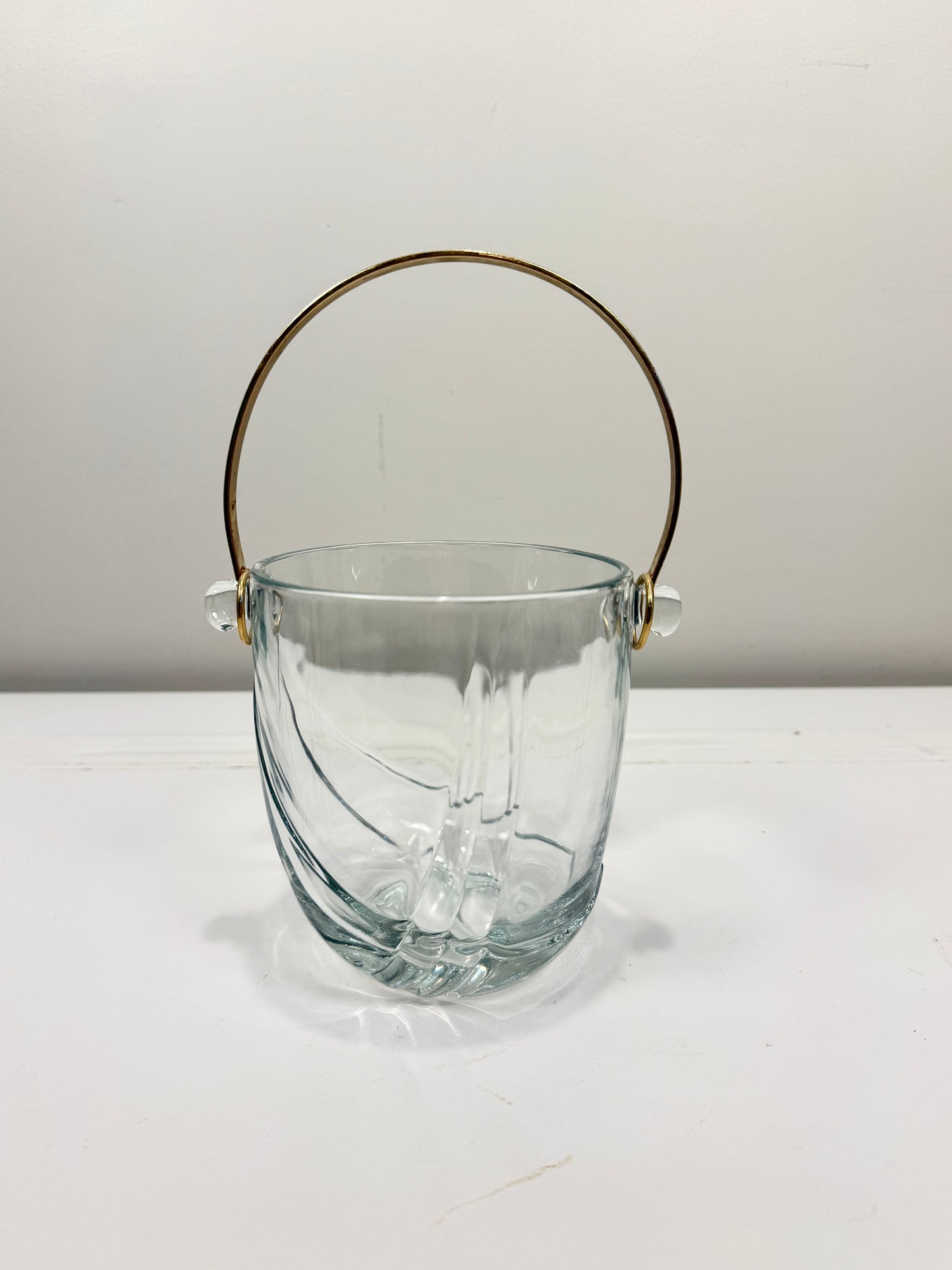 Vintage Glass Ice Bucket with Handle