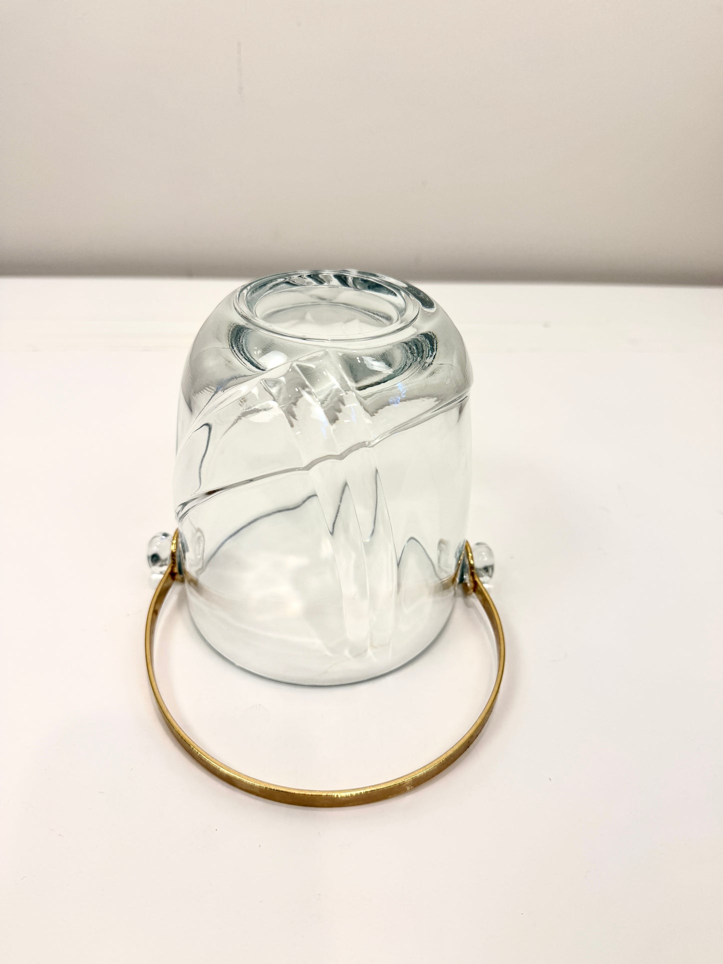 Vintage Glass Ice Bucket with Handle