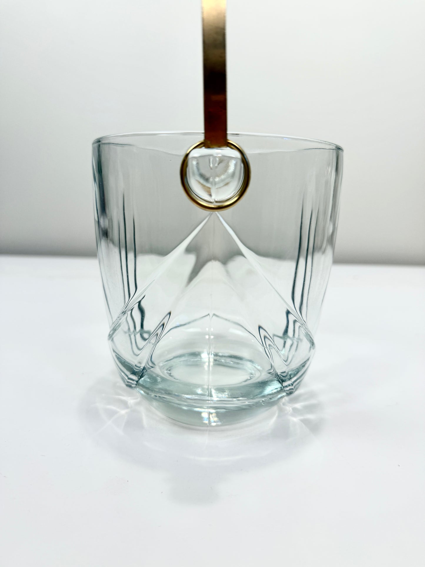 Vintage Glass Ice Bucket with Handle