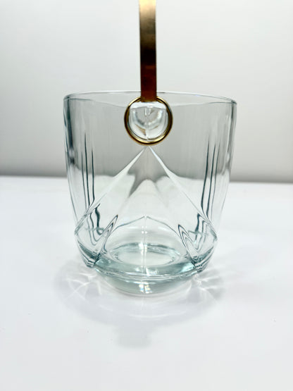 Vintage Glass Ice Bucket with Handle