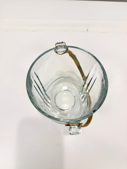 Vintage Glass Ice Bucket with Handle