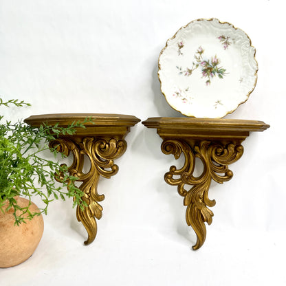 Vintage Syroco Gold Half Round Shelves