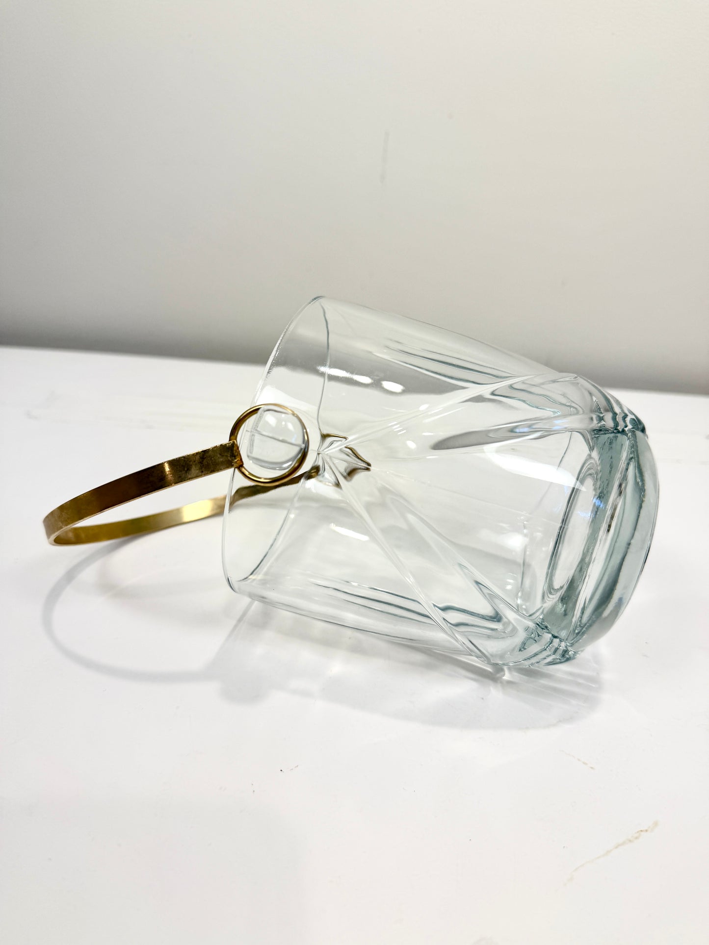 Vintage Glass Ice Bucket with Handle