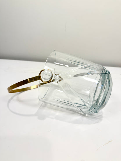 Vintage Glass Ice Bucket with Handle