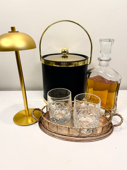 Vintage Brass Oval Tray: Bamboo Style