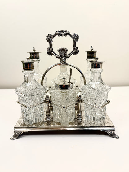 Antique or Vintage Silver and Crystal Condiment Set