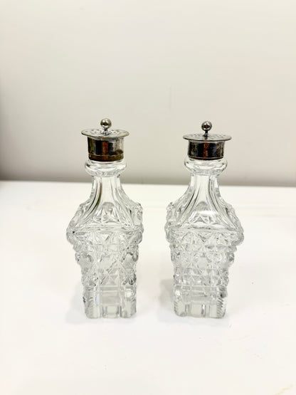Antique or Vintage Silver and Crystal Condiment Set