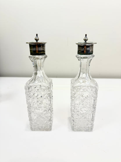 Antique or Vintage Silver and Crystal Condiment Set