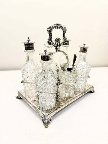 Antique or Vintage Silver and Crystal Condiment Set