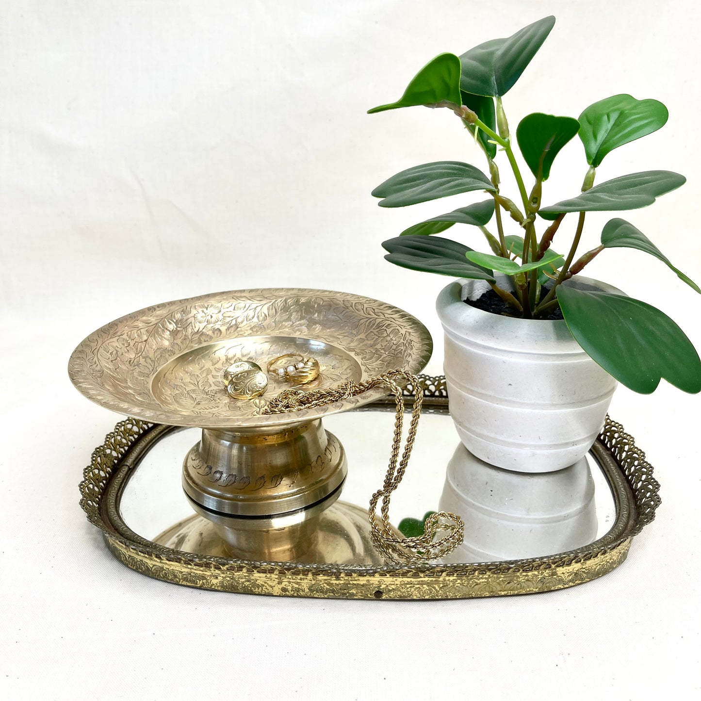 Vintage Brass Small Footed Bowl or Compote for Brass Collection