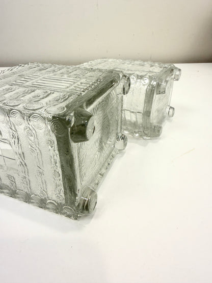 Vintage Glass Log Cabin Sugar and Creamer Set
