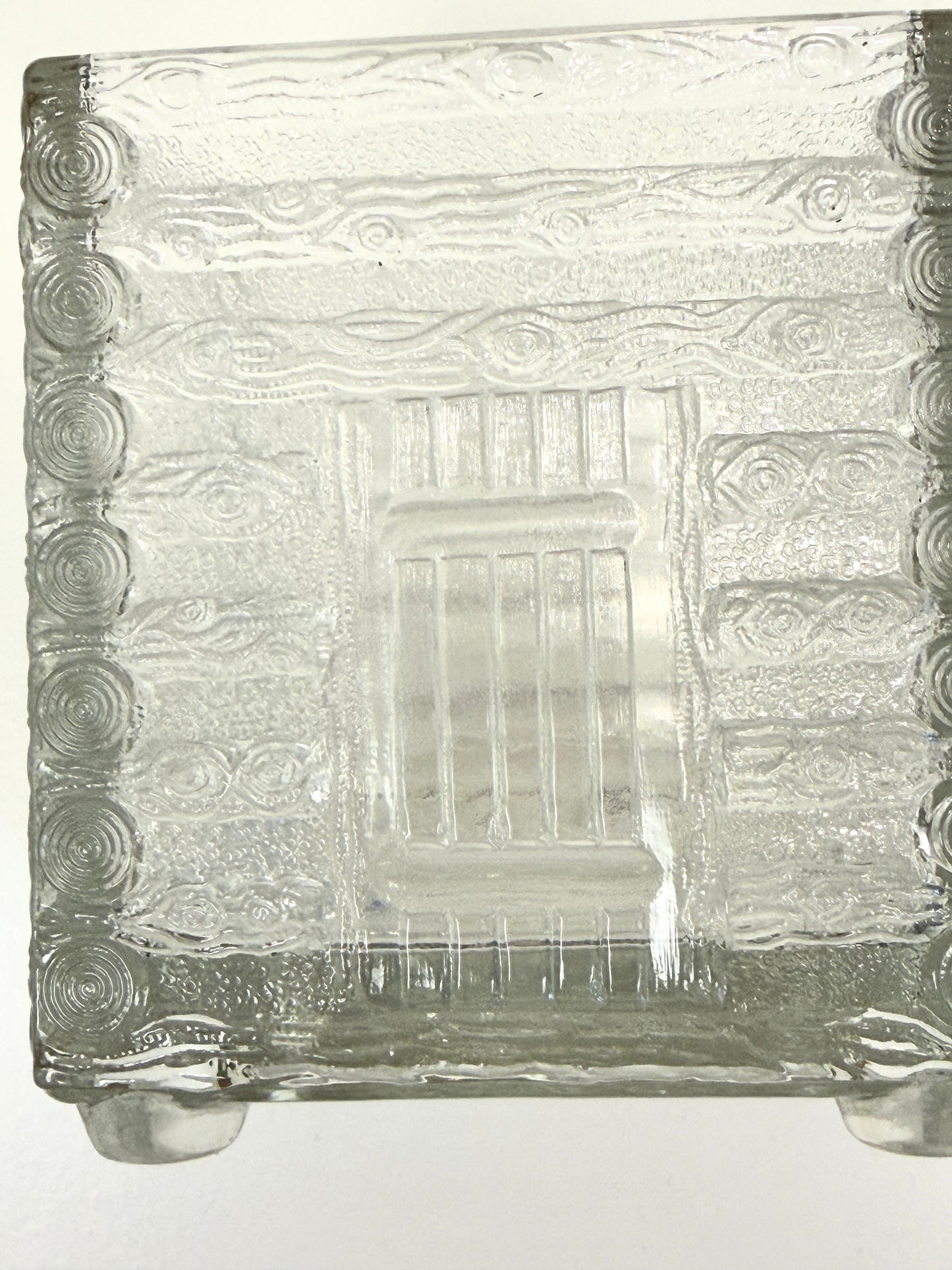 Vintage Glass Log Cabin Sugar and Creamer Set