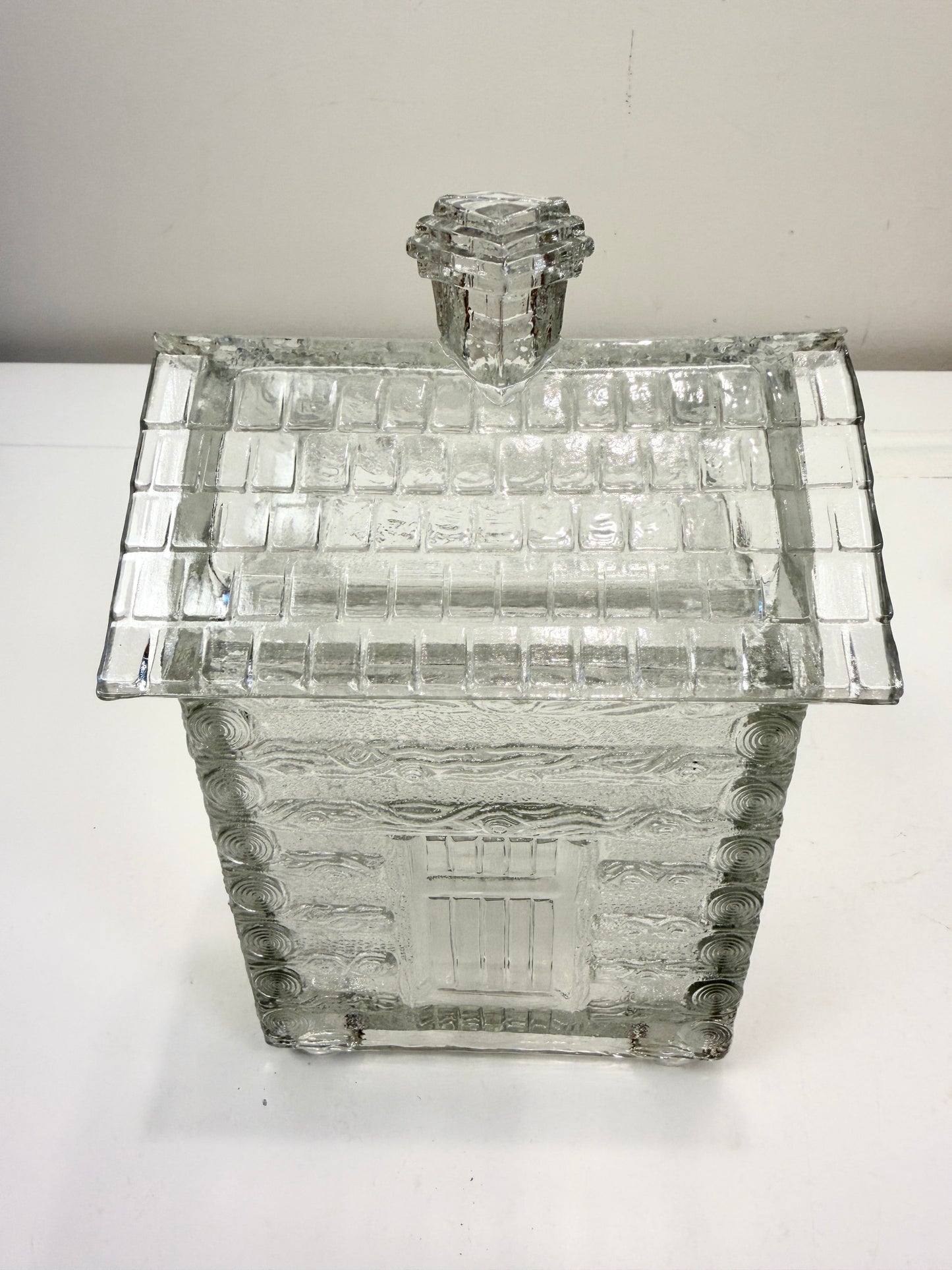 Vintage Glass Log Cabin Sugar and Creamer Set
