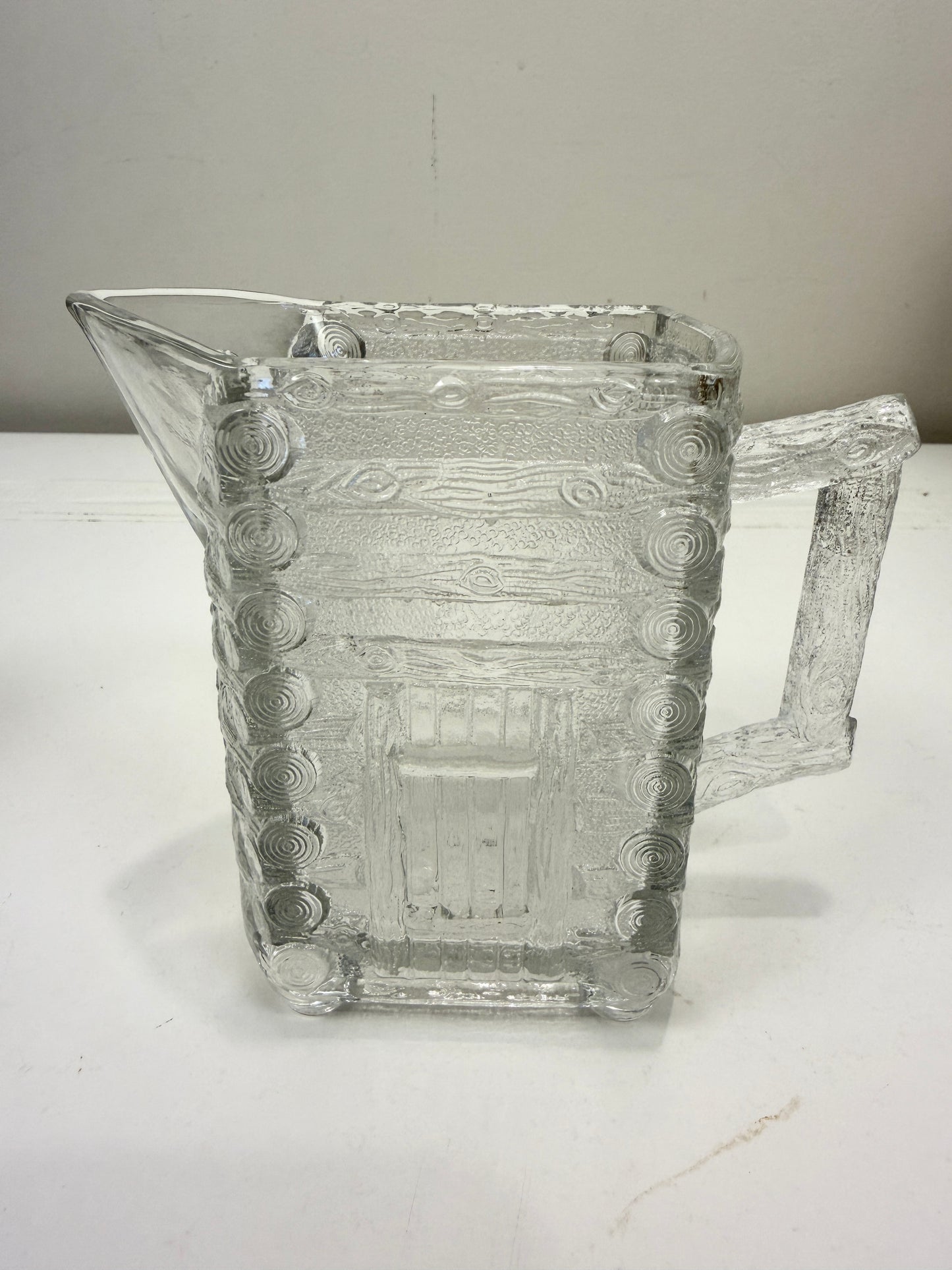 Vintage Glass Log Cabin Sugar and Creamer Set