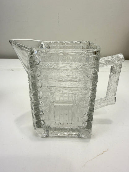 Vintage Glass Log Cabin Sugar and Creamer Set