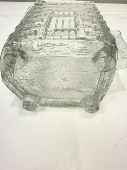 Vintage Glass Log Cabin Sugar and Creamer Set