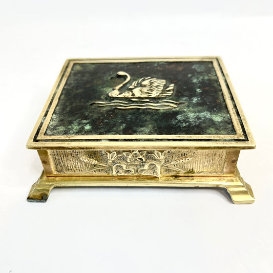 Brass Trinket Box with Swan