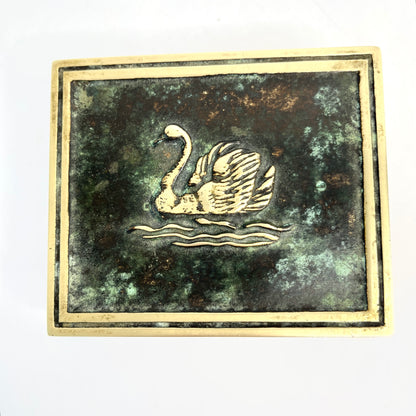 Brass Trinket Box with Swan