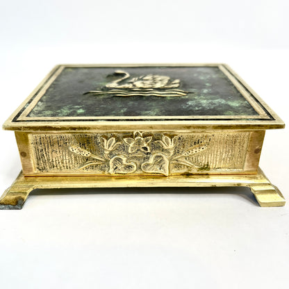 Brass Trinket Box with Swan