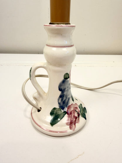 Vintage Bedside Lamp: Hand Painted with Pierced Shade