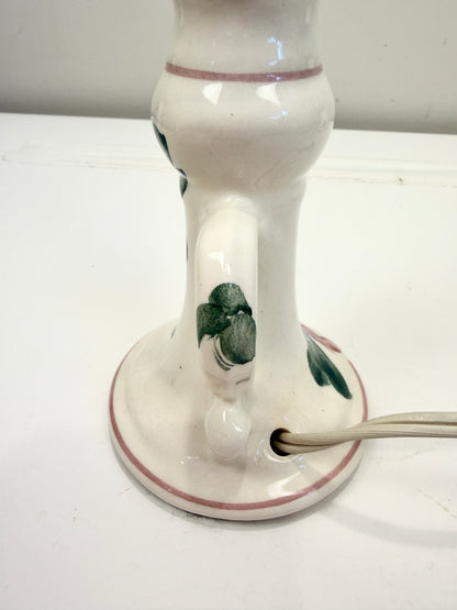Vintage Bedside Lamp: Hand Painted with Pierced Shade