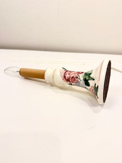 Vintage Bedside Lamp: Hand Painted with Pierced Shade