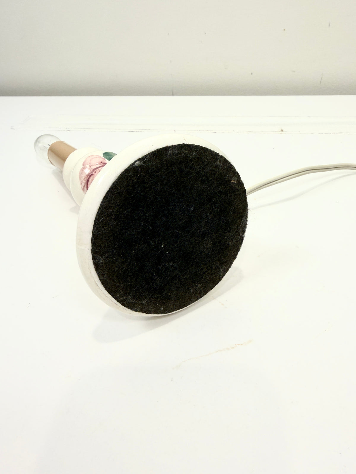 Vintage Bedside Lamp: Hand Painted with Pierced Shade