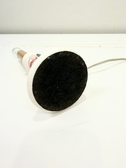 Vintage Bedside Lamp: Hand Painted with Pierced Shade