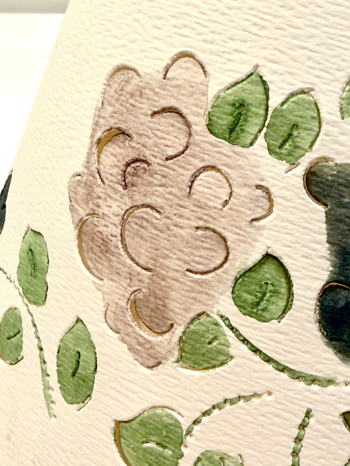 Vintage Bedside Lamp: Hand Painted with Pierced Shade