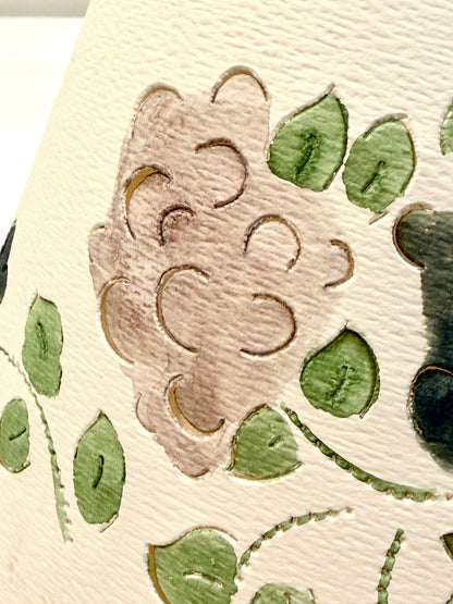 Vintage Bedside Lamp: Hand Painted with Pierced Shade
