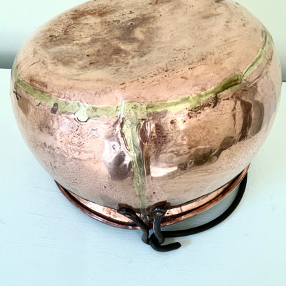 Vintage Copper Kettle, Hanging Copper Cooking Pot, Vintage Cauldron, Fireplace Decor