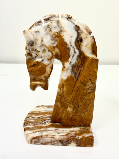 Vintage Bookends:  Onyx Horse Heads