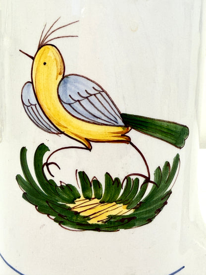 Vintage Pitcher:  Hand Painted Bird Design Italy