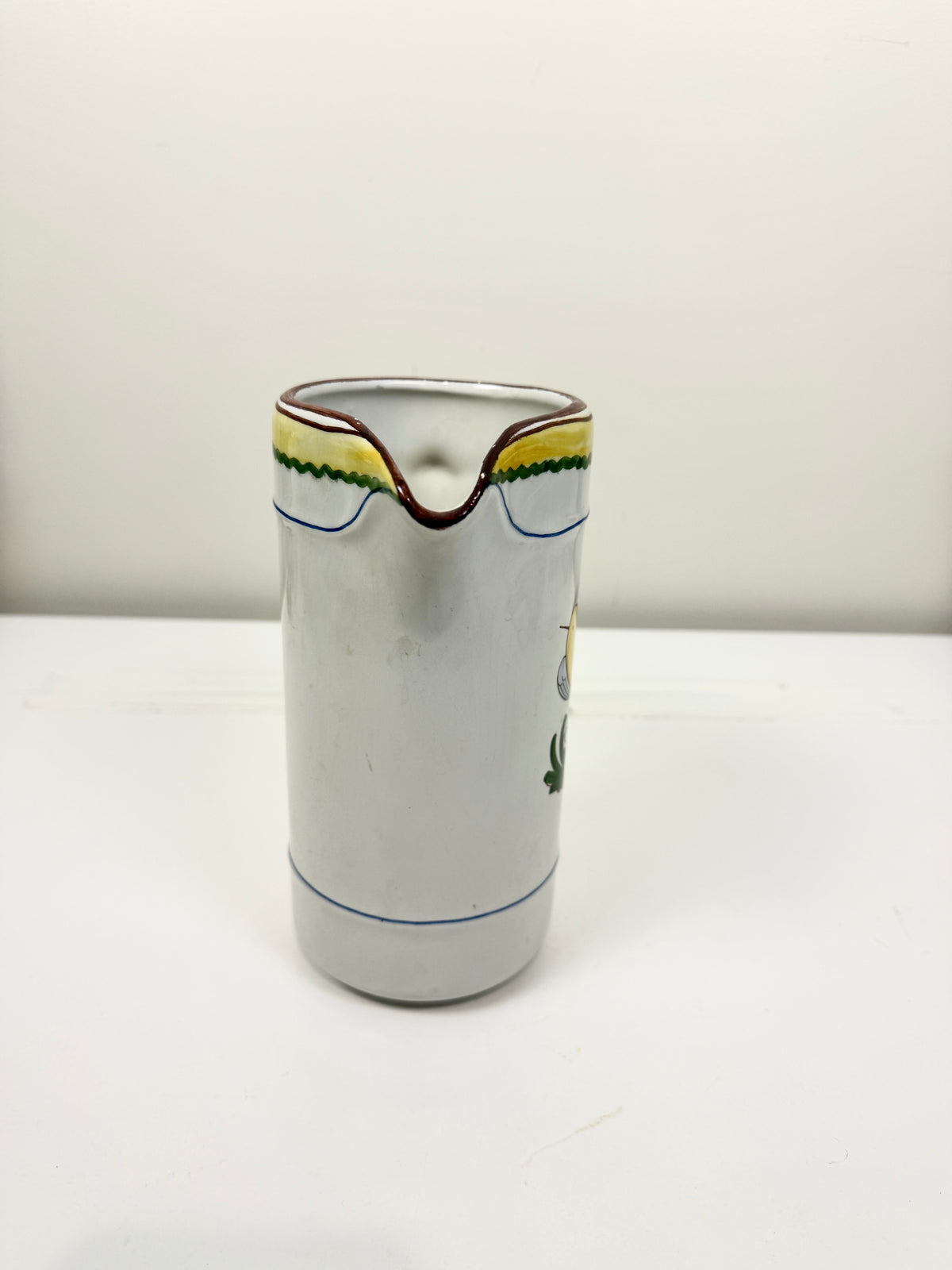 Vintage Pitcher:  Hand Painted Bird Design Italy