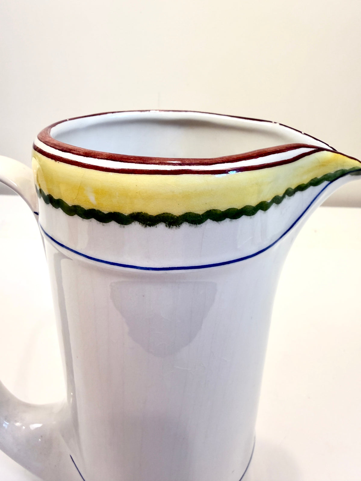 Vintage Pitcher:  Hand Painted Bird Design Italy