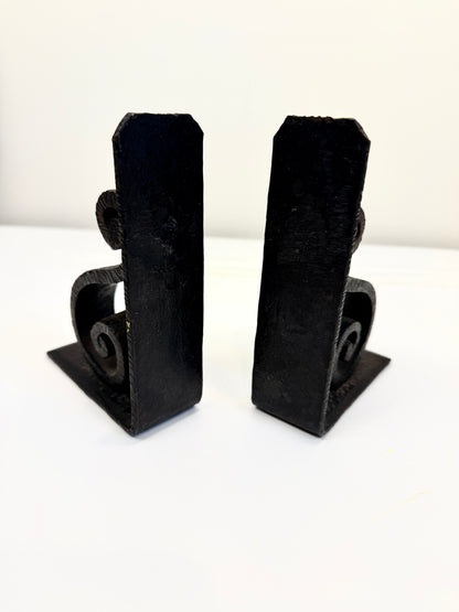Vintage Cast Iron Scroll Bookends