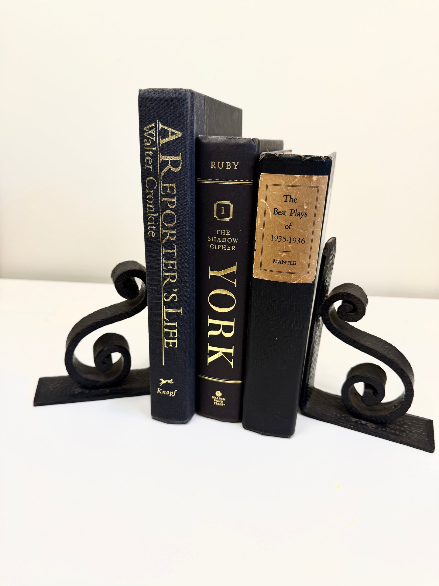 Vintage Cast Iron Scroll Bookends
