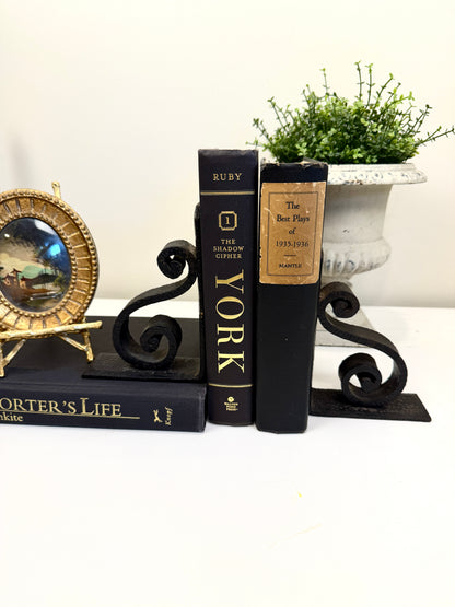 Vintage Cast Iron Scroll Bookends
