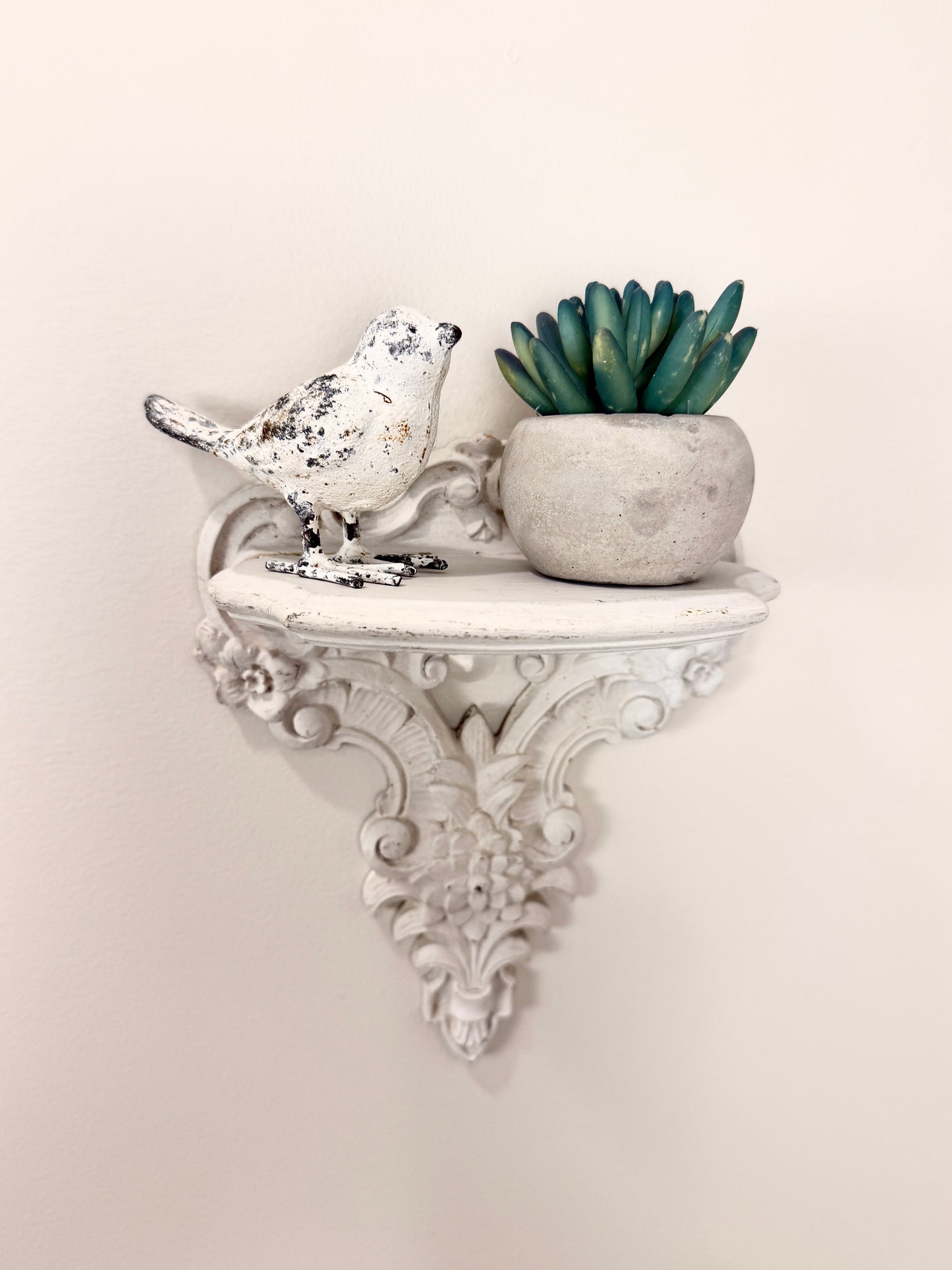 Vintage Shelf:  White Wood Carved