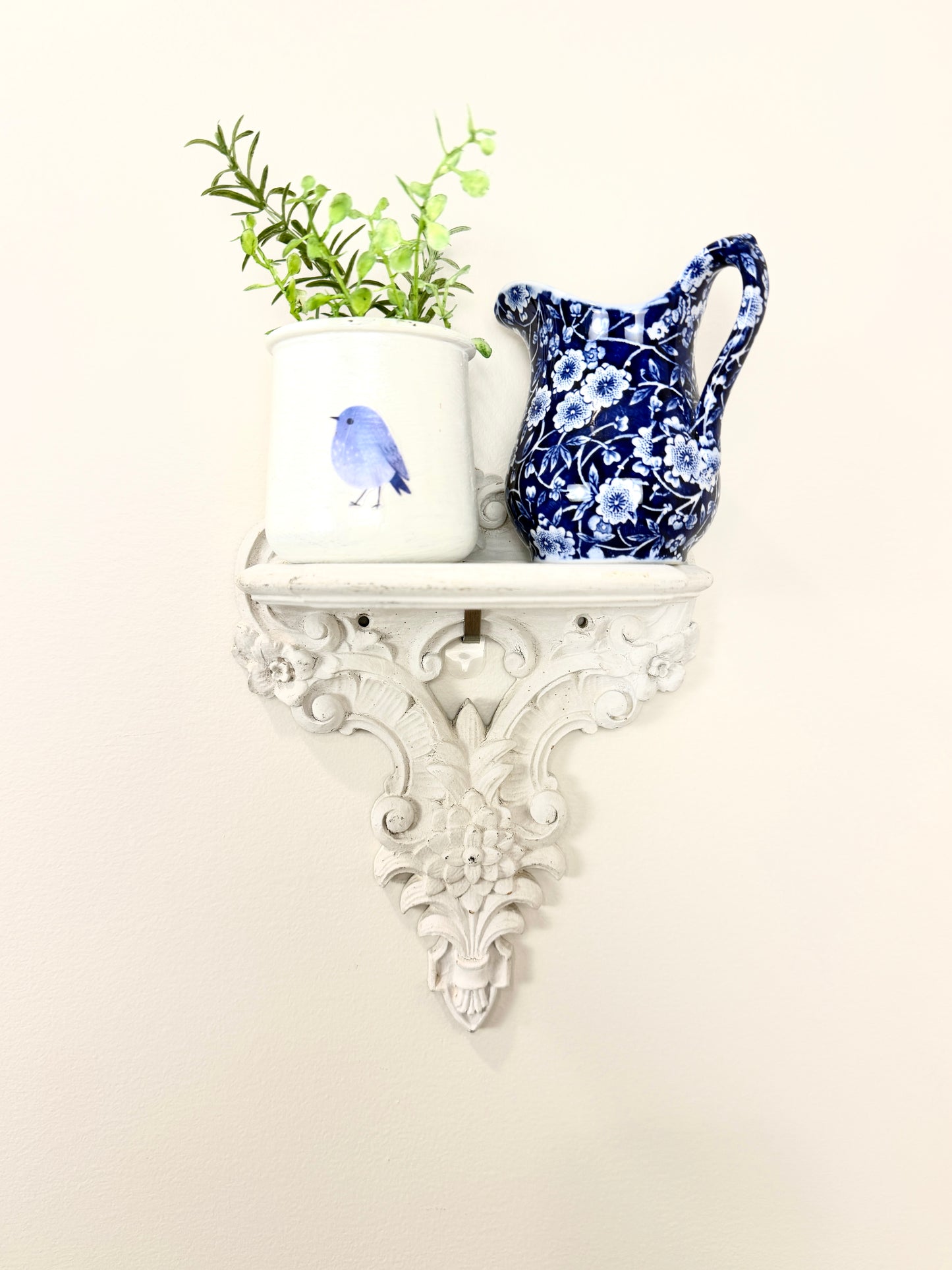Vintage Shelf:  White Wood Carved