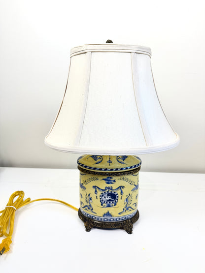 Vintage Lamp: Chinoiserie Blue and Yellow