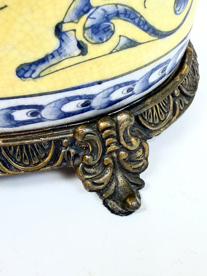 Vintage Lamp: Chinoiserie Blue and Yellow