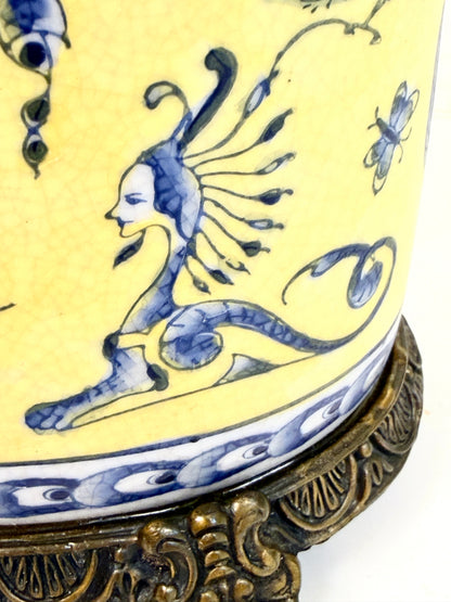 Vintage Lamp: Chinoiserie Blue and Yellow