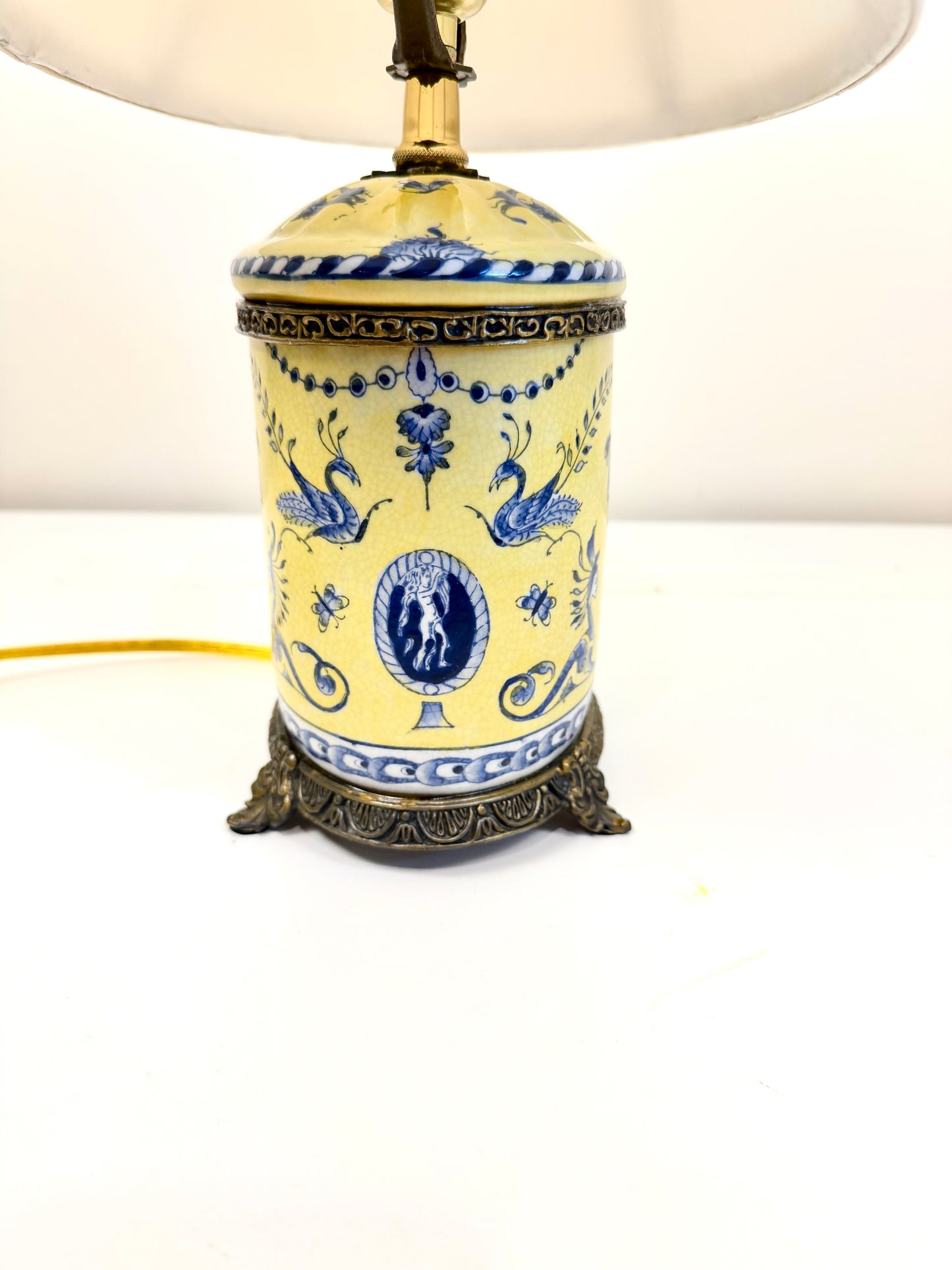 Vintage Lamp: Chinoiserie Blue and Yellow